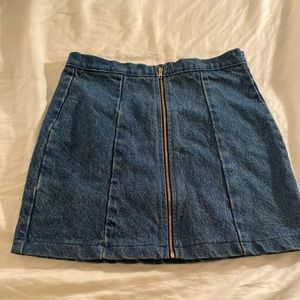 Denim Zip Up Mini Skirt